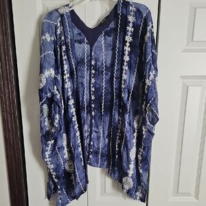 Miss Me Blue and White Patterned Top